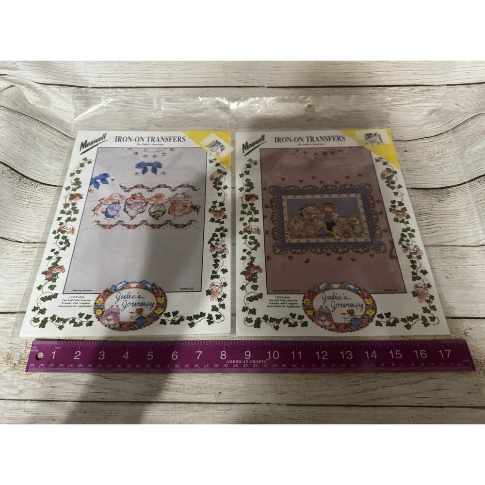 Lot of 6 NOS Maxwell Iron-On Transfers by Julie's Journey Bunny Floral Ballet H - Picture 6 of 7